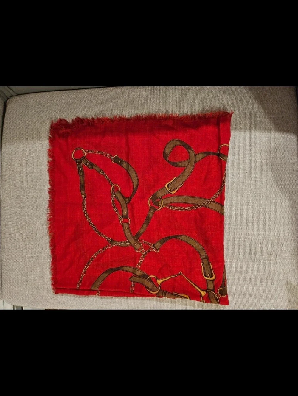 Lauren Ralph Lauren Red Bridle Chain Print Scarf Throw